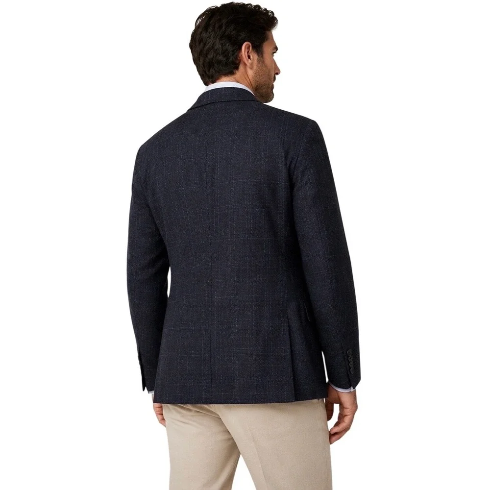 Joseph Abboud Hamilton Soft 50L Sport Coat Lanificio Di Pray Wool Navy Plaid